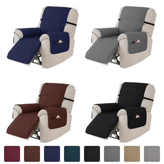 Quilted Recliner Sofa Cover Water Repellent Reclining Chair Covers Pet Kid Dogs Mat Armchairs Slipcovers with Elastic Strap