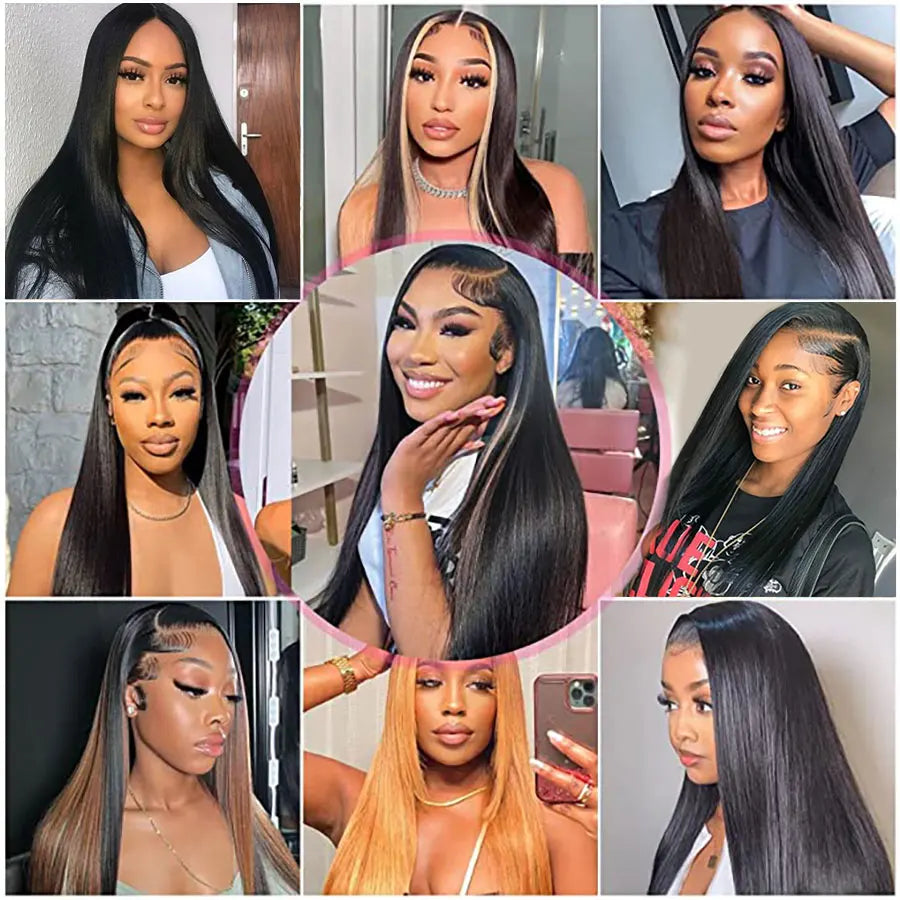 Smooth Straight Human Hair Lace Frontal Wig Straight 13x4 13x6 360 Full Lace Front Wigs Human Hair Brazilian Remy Hair 200%