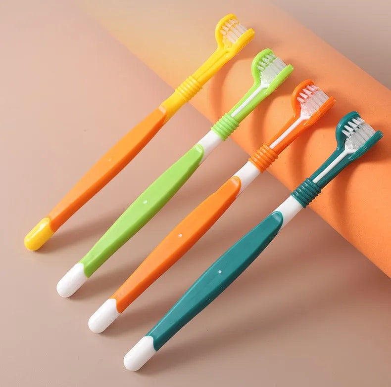 Dog Toothbrush Three Sided Pet Toothbrush Dog Teeth Cleaning Soft Hair Teeth Brush for Dogs Cat Mouth Cleaning Pet Products