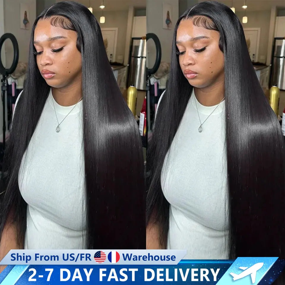 Smooth Straight Human Hair Lace Frontal Wig Straight 13x4 13x6 360 Full Lace Front Wigs Human Hair Brazilian Remy Hair 200%
