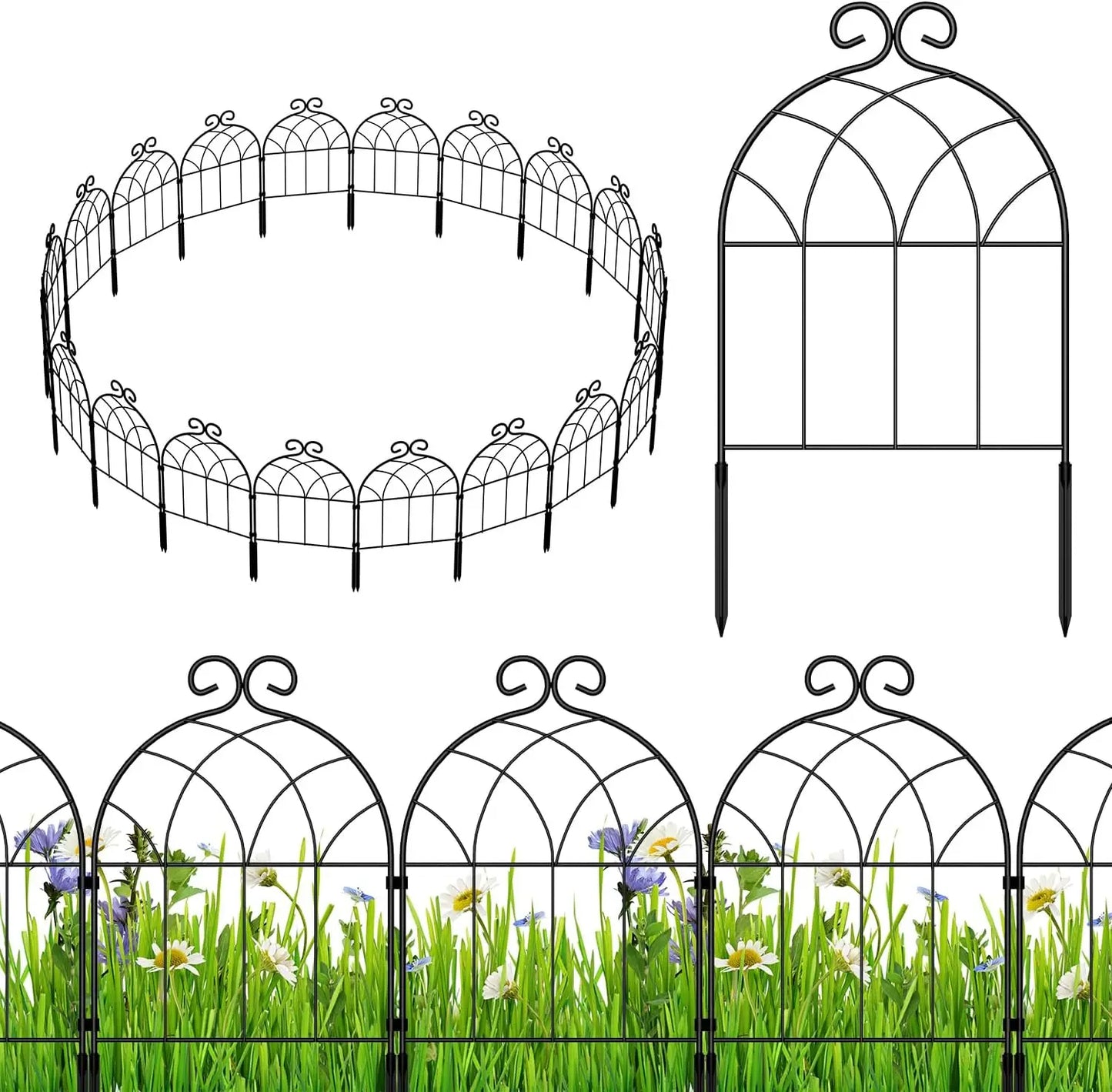 Rustproof Metal No Dig Fencing Border,Small Animal Barrier Fence, Flower Edging Panels for Landscape Patio Yard Outdoor Decor