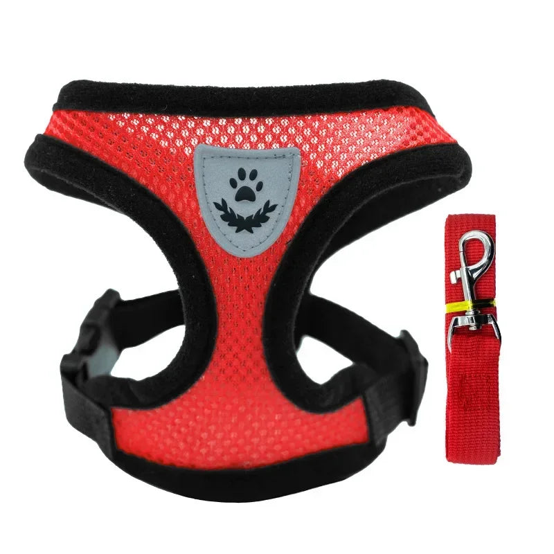 Pet Dog Harness Lead Leather Walking Escape Adjustable Mesh Vest Harness Puppy Collar Suitable For Medium Dog Harness