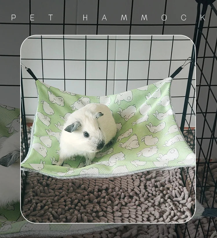 Small Pet Double-sided Hammock Summer Breathable Ice Silk Hamster Hammock for Ferret Sugar Glider Guinea Pig Rabbit Accessories