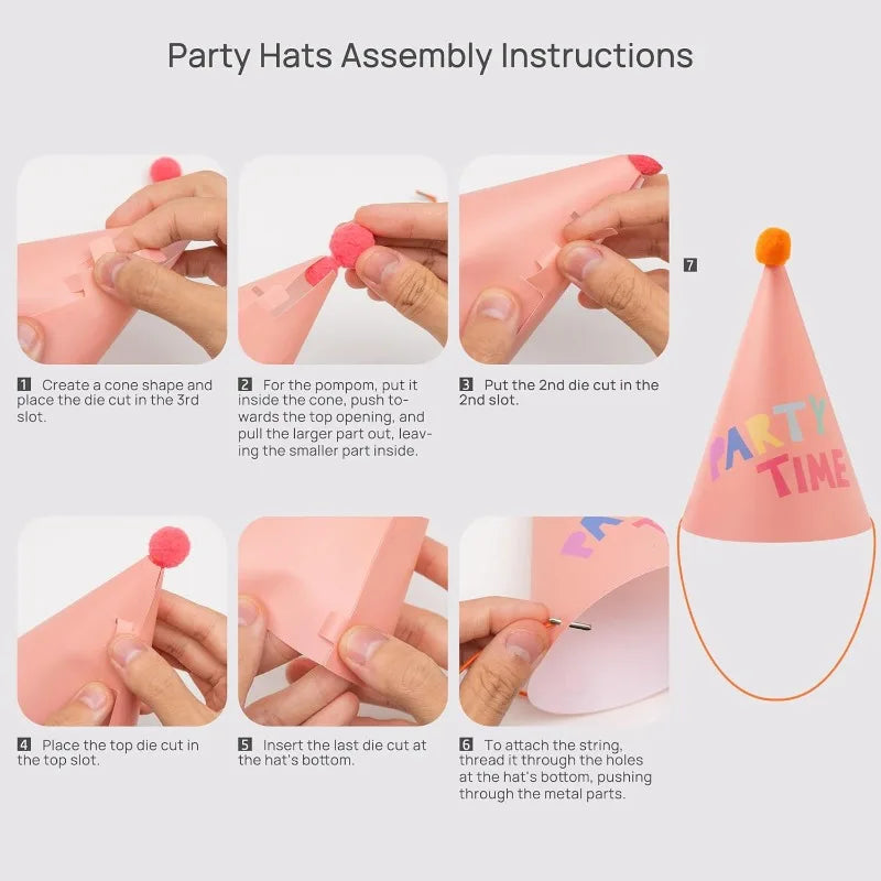 15Pcs Rainbow Party Hat with Pompom Ball Colorful Birthday Event Hat Tea Party Kids Pet Cone Festive Hat Birthday Party Supplies
