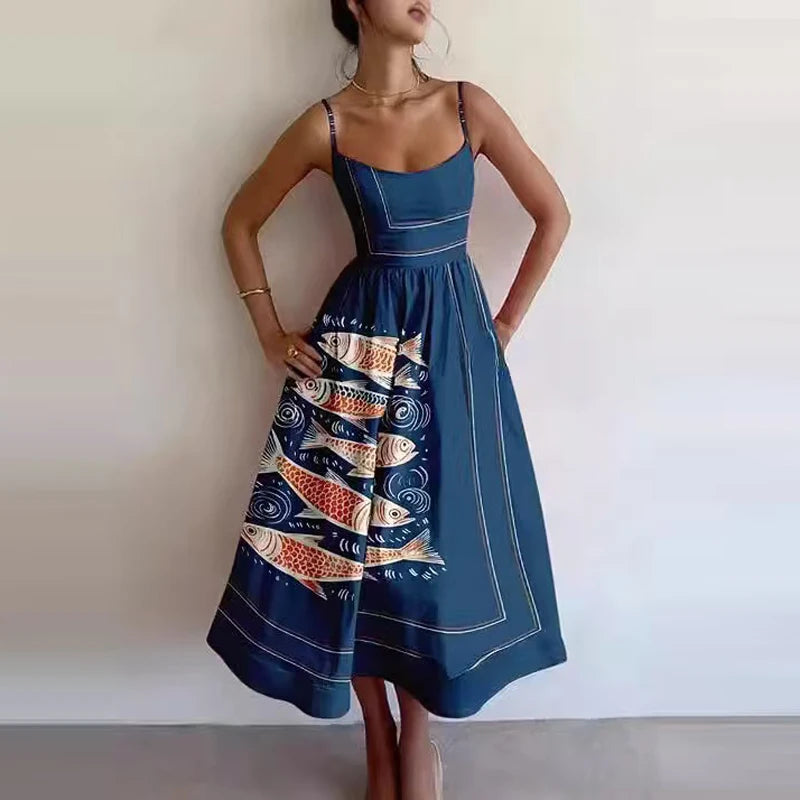 Women Summer Fashion Sexy Style Suspender Long Dress Backless A-Line Elegant Party Vacation Dresses New High Waist Evening Dress