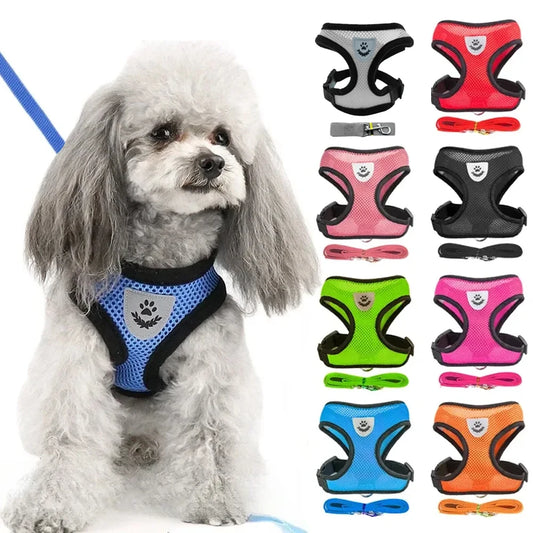 Pet Dog Harness Lead Leather Walking Escape Adjustable Mesh Vest Harness Puppy Collar Suitable For Medium Dog Harness