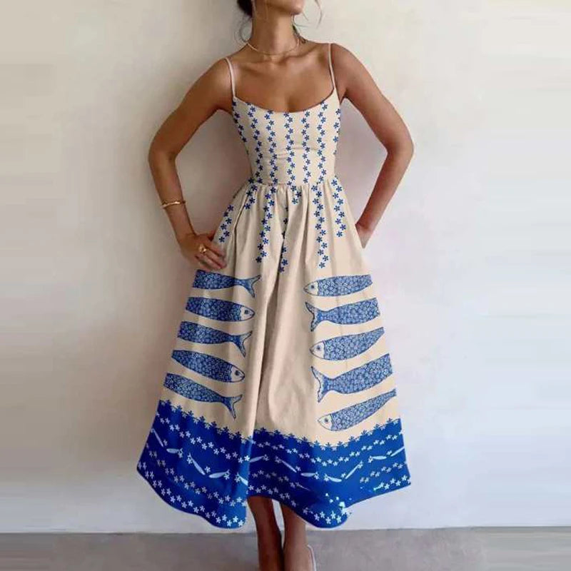Women Summer Fashion Sexy Style Suspender Long Dress Backless A-Line Elegant Party Vacation Dresses New High Waist Evening Dress