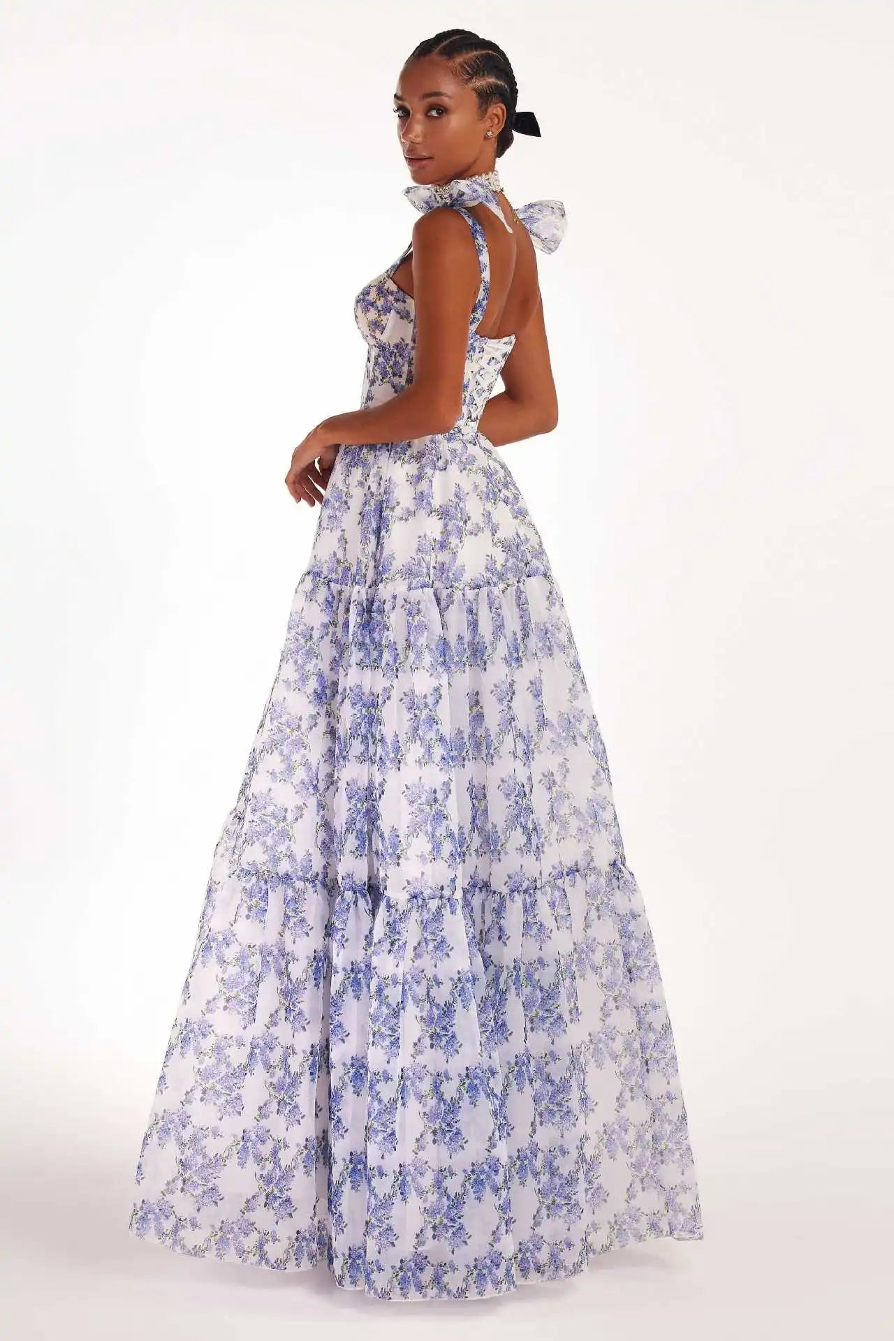 2025 Spring/Summer New European and American Off Shoulder Women's Fashion Organza Fairy Long Dress Elegant Evening Dress