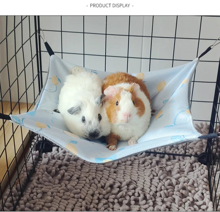 Small Pet Double-sided Hammock Summer Breathable Ice Silk Hamster Hammock for Ferret Sugar Glider Guinea Pig Rabbit Accessories