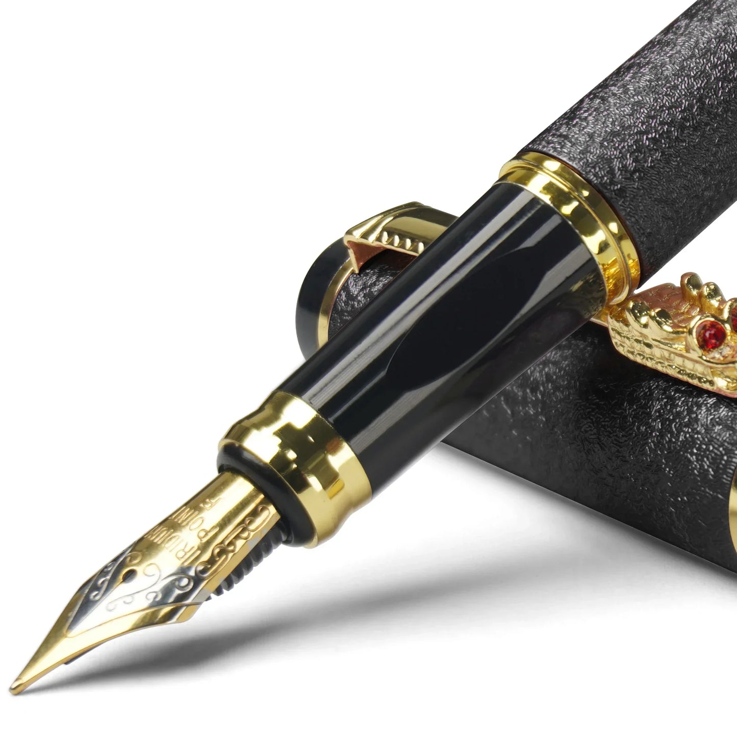 STONEGO Luxury Dragon Crystal Diamond Fountain Pen for Business Office Signature Metal Writing Tool