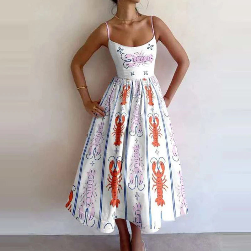 Women Summer Fashion Sexy Style Suspender Long Dress Backless A-Line Elegant Party Vacation Dresses New High Waist Evening Dress