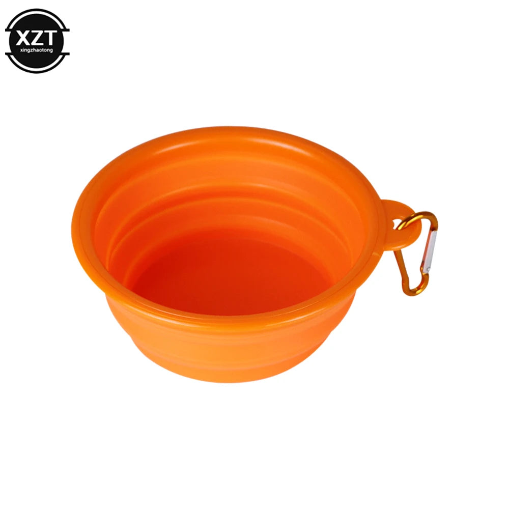 Portable Collapsible Dog Travel Bowl Silicone Pet Dogs Bowls For Traveling Camping Walking Outdoor Feeding Pet Folding Dish Bowl