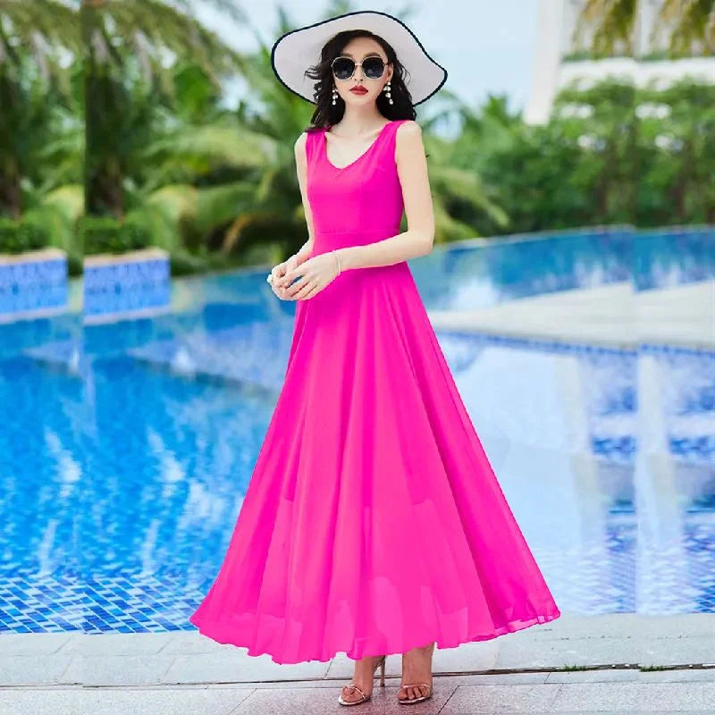 Shawl Dress Suit/Sun Protection Women Chiffon Dress Mother And Dress Two Piece Suit Bohemian Big Swing Long Dress Holiday Dress