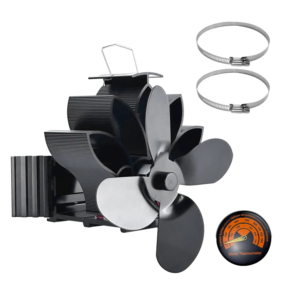 Wood Stove Fan Heat Powered Non-Electric Lotus Shaped Heat Distribution Hanging Fireplace Fan for Wood Burning Stove/Log Burner