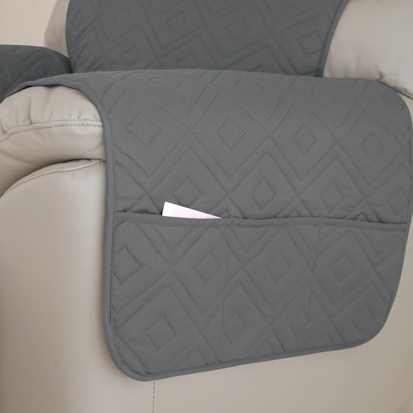 Quilted Recliner Sofa Cover Water Repellent Reclining Chair Covers Pet Kid Dogs Mat Armchairs Slipcovers with Elastic Strap
