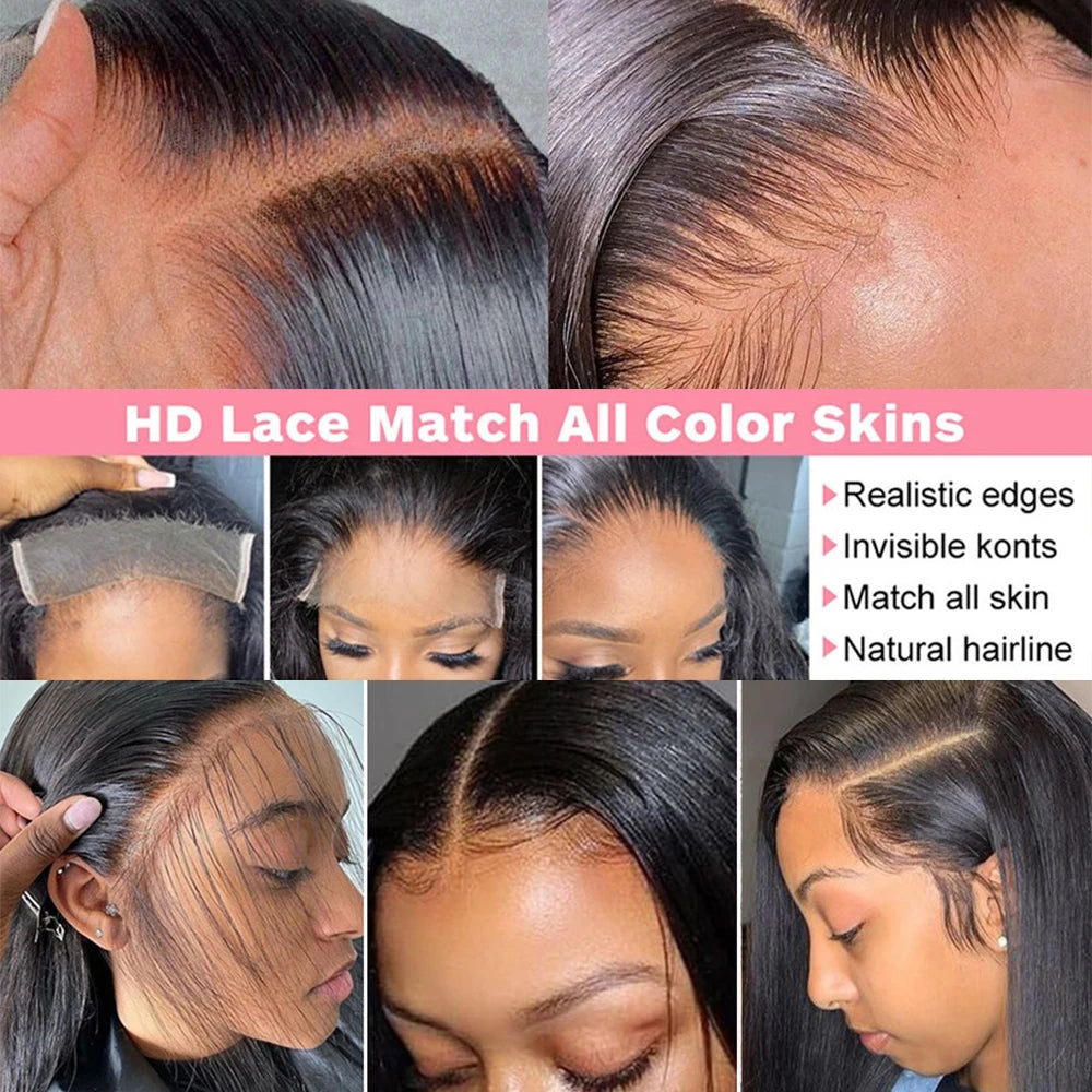 Smooth Straight Human Hair Lace Frontal Wig Straight 13x4 13x6 360 Full Lace Front Wigs Human Hair Brazilian Remy Hair 200%