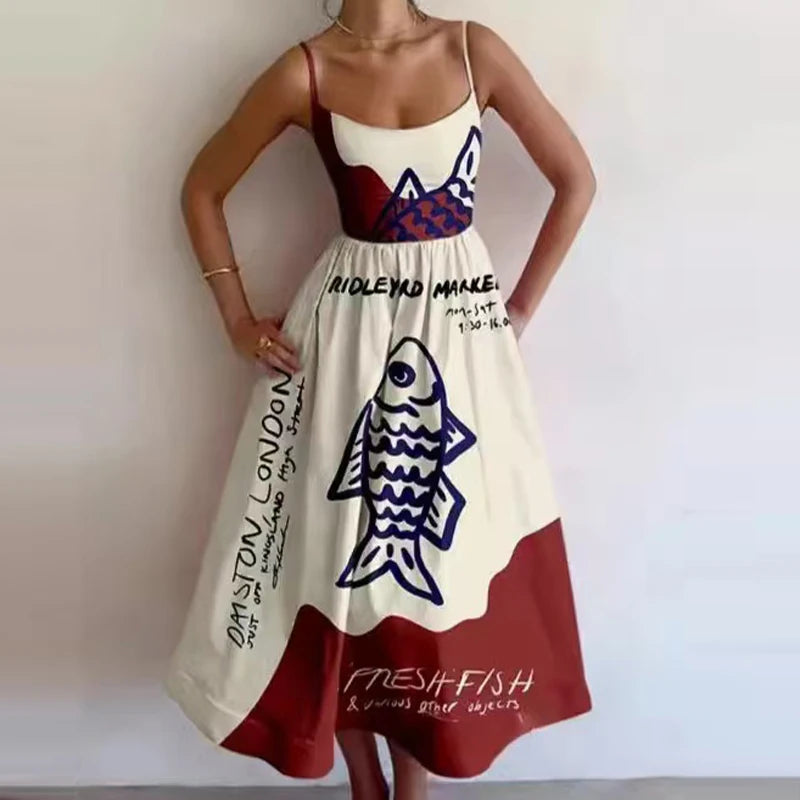 Women Summer Fashion Sexy Style Suspender Long Dress Backless A-Line Elegant Party Vacation Dresses New High Waist Evening Dress
