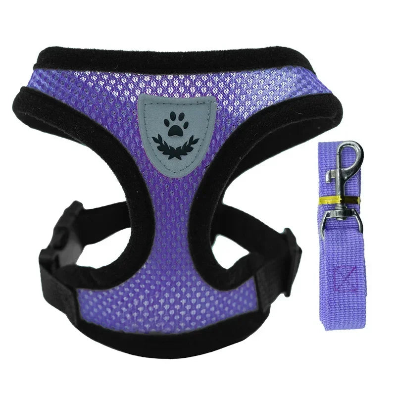 Pet Dog Harness Lead Leather Walking Escape Adjustable Mesh Vest Harness Puppy Collar Suitable For Medium Dog Harness
