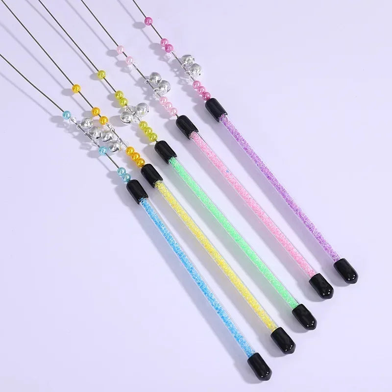 Cat Toy Cats Feather Toy Steel Wire Cat Toys with Bell Stick Scratch Bite Feather Toys for Cats Teaser Stick Ball Pet Products