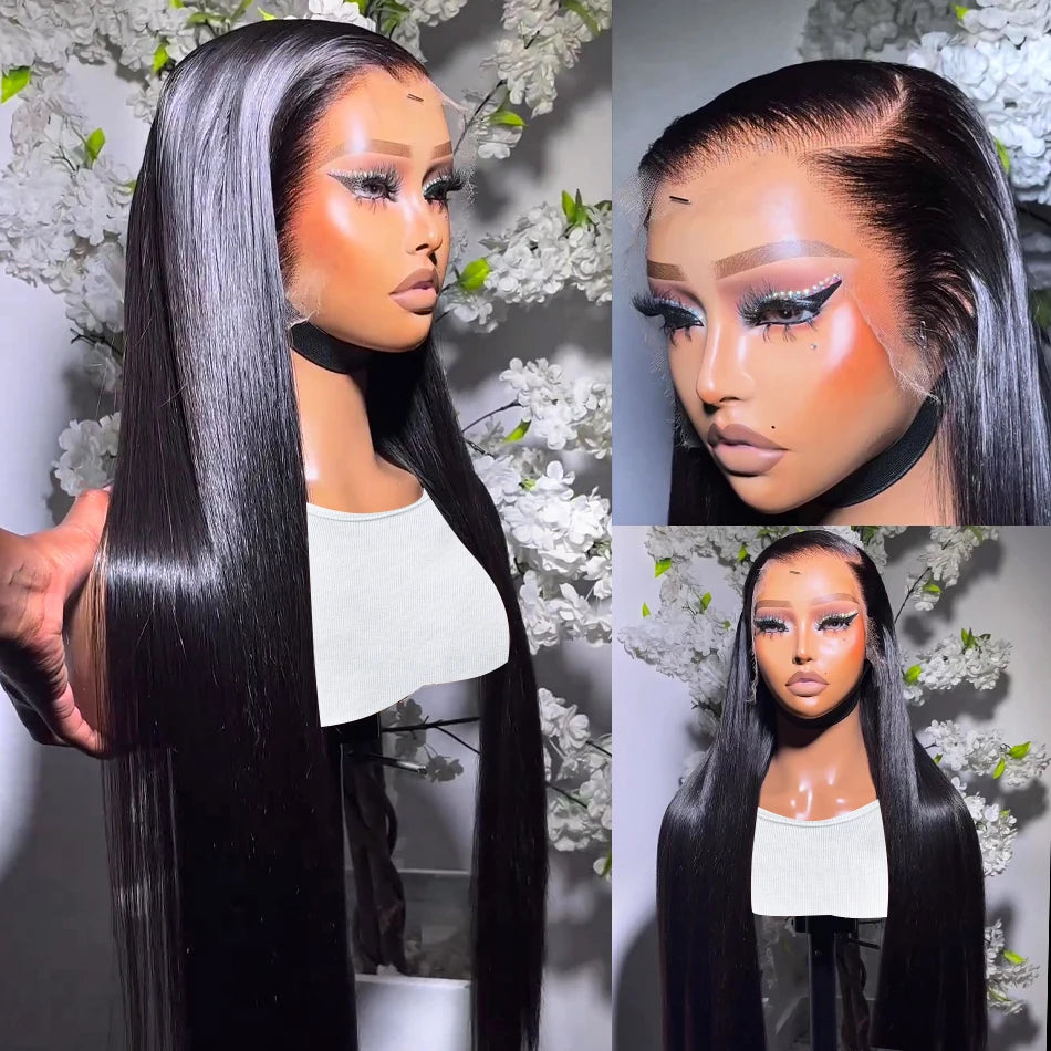 Smooth Straight Human Hair Lace Frontal Wig Straight 13x4 13x6 360 Full Lace Front Wigs Human Hair Brazilian Remy Hair 200%