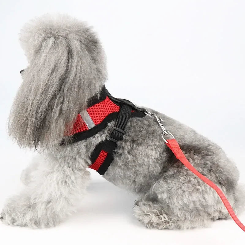 Pet Dog Harness Lead Leather Walking Escape Adjustable Mesh Vest Harness Puppy Collar Suitable For Medium Dog Harness