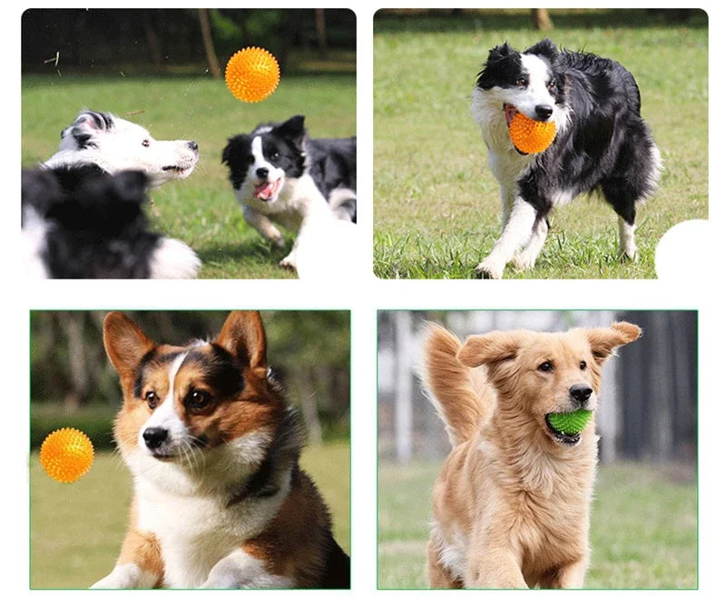 TPR Training Pet Teeth Chewing Toy Pet Dog Toys Puppy Sounding Toy Polka Squeaky Tooth Cleaning Ball for Small and Medium Dogs