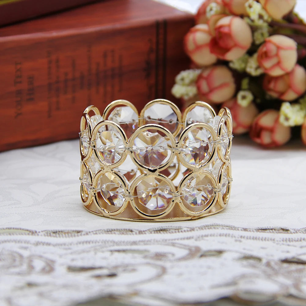 24PCS Crystal Gold Votives Candle Holder Elegant Decorative Tealight Candle Holders for Weddings Parties Chirstmas Gifts