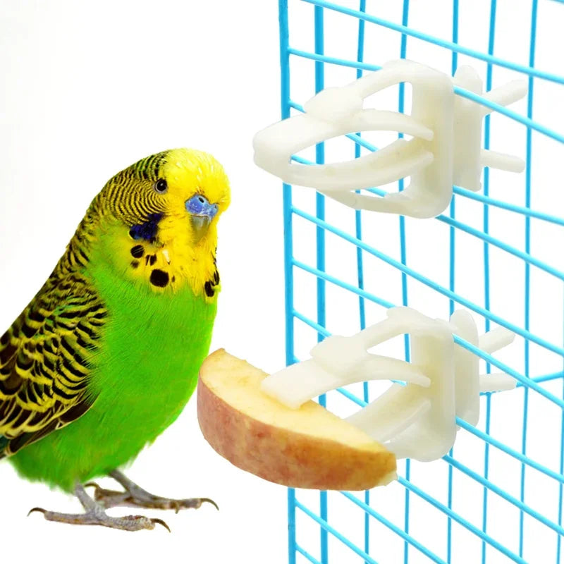 Pet Bird Food Clip Parrot Fruit Vegetables Holder Durable Plastic Clip Cuttlefish Bone Feeder Device Clamp Bird Cage Accessories