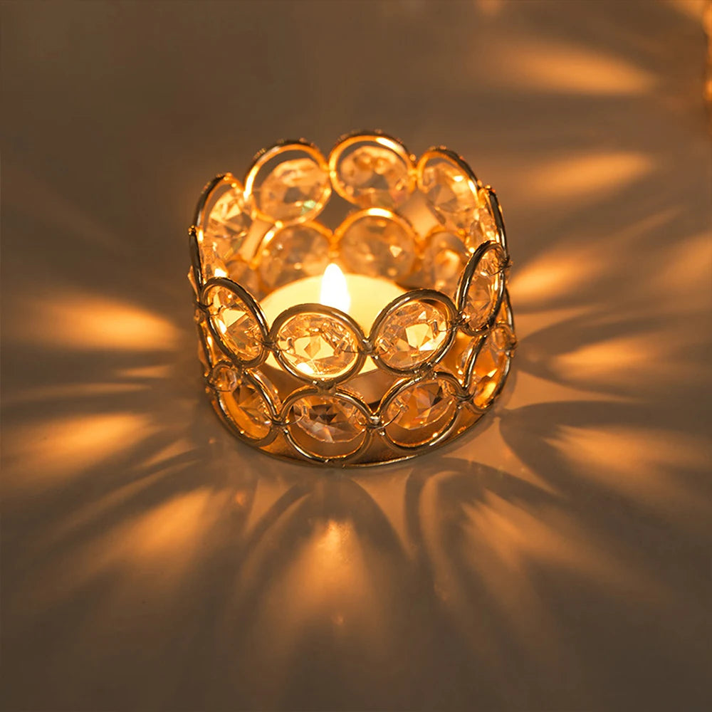 24PCS Crystal Gold Votives Candle Holder Elegant Decorative Tealight Candle Holders for Weddings Parties Chirstmas Gifts