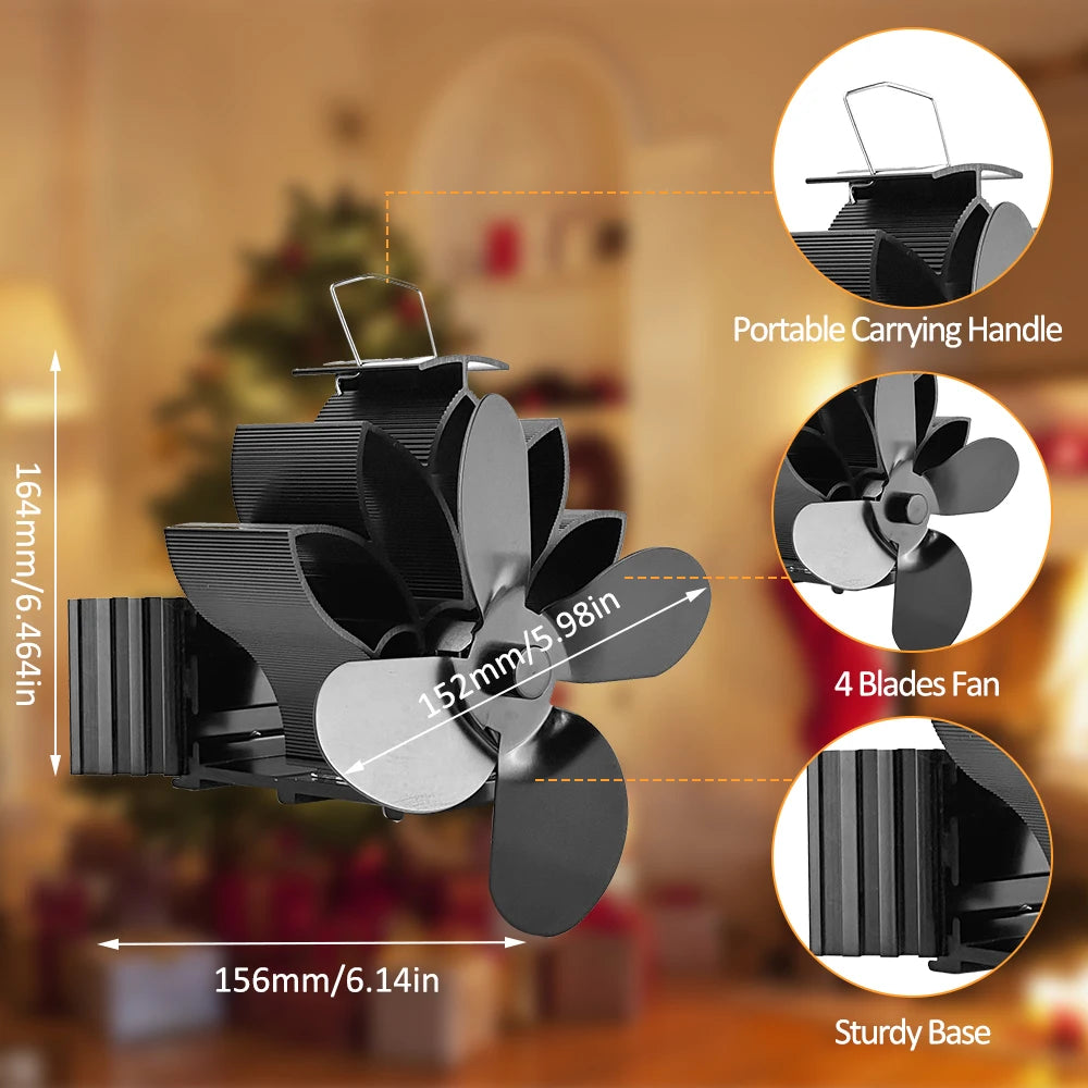 Wood Stove Fan Heat Powered Non-Electric Lotus Shaped Heat Distribution Hanging Fireplace Fan for Wood Burning Stove/Log Burner