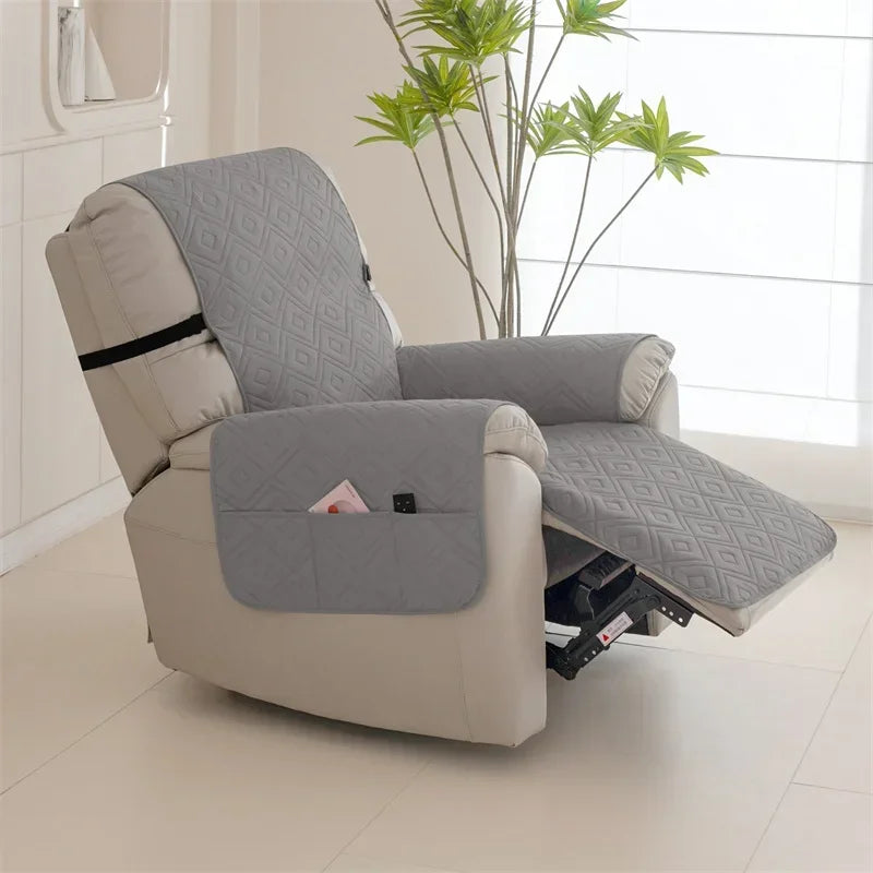 Quilted Recliner Sofa Cover Water Repellent Reclining Chair Covers Pet Kid Dogs Mat Armchairs Slipcovers with Elastic Strap
