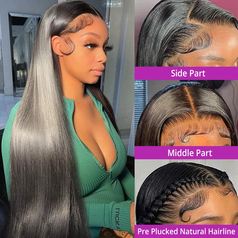 Smooth Straight Human Hair Lace Frontal Wig Straight 13x4 13x6 360 Full Lace Front Wigs Human Hair Brazilian Remy Hair 200%