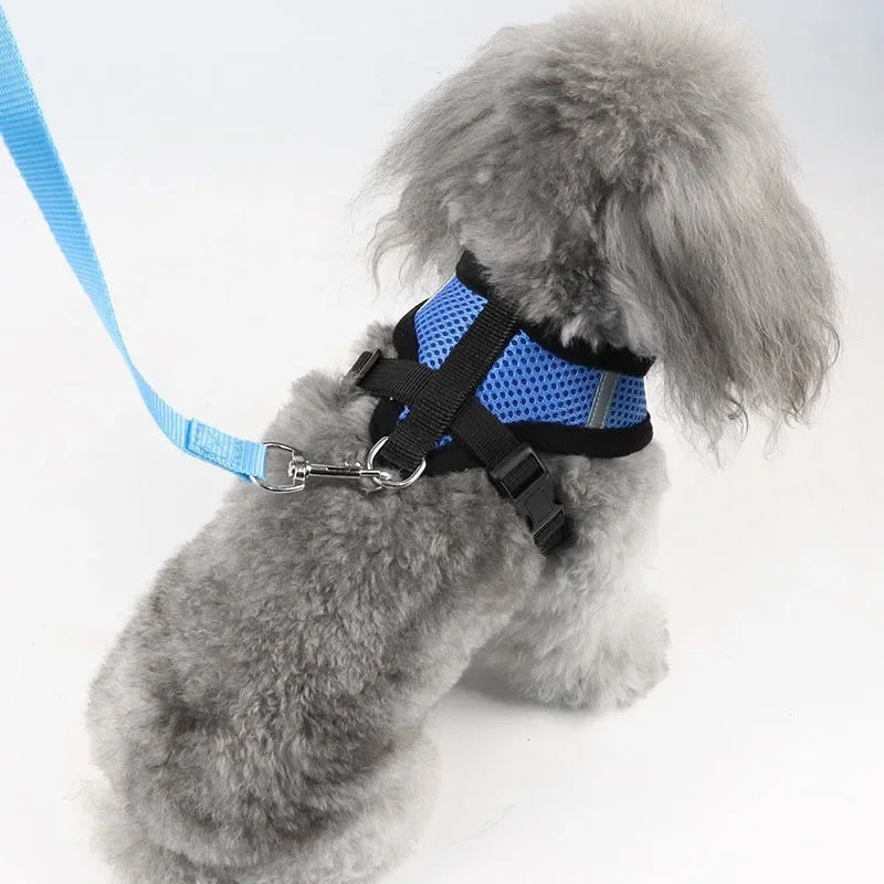 Pet Dog Harness Lead Leather Walking Escape Adjustable Mesh Vest Harness Puppy Collar Suitable For Medium Dog Harness