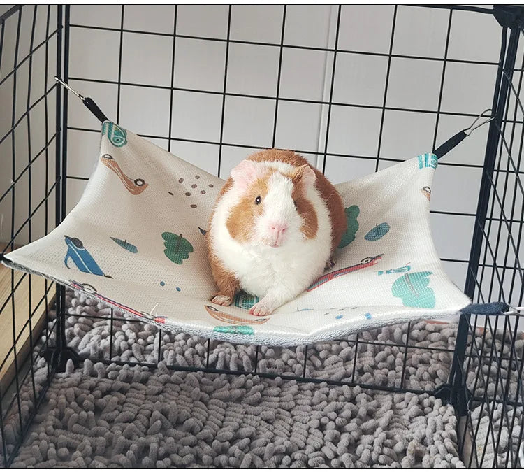 Small Pet Double-sided Hammock Summer Breathable Ice Silk Hamster Hammock for Ferret Sugar Glider Guinea Pig Rabbit Accessories