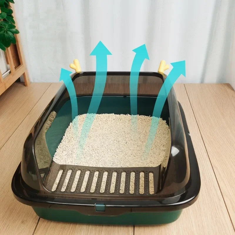 Cat Litter Box Design Semi-enclosed Sandbox Cat Tray Pet Toilet Prevent Splash Tray Goods For Kittens Litter Kitty Cat Bedpans