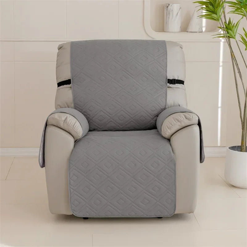 Quilted Recliner Sofa Cover Water Repellent Reclining Chair Covers Pet Kid Dogs Mat Armchairs Slipcovers with Elastic Strap
