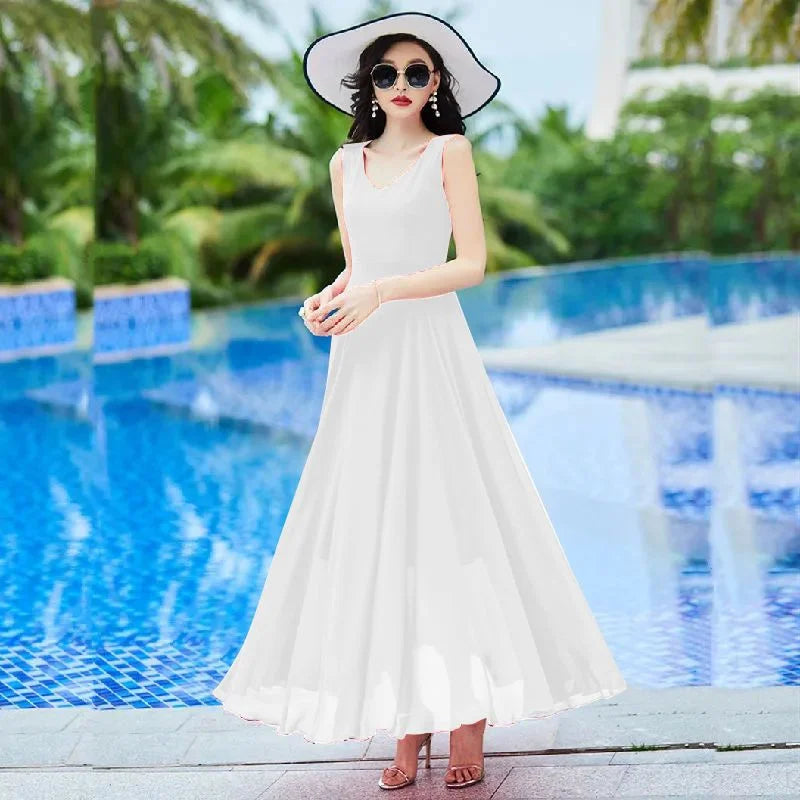 Shawl Dress Suit/Sun Protection Women Chiffon Dress Mother And Dress Two Piece Suit Bohemian Big Swing Long Dress Holiday Dress