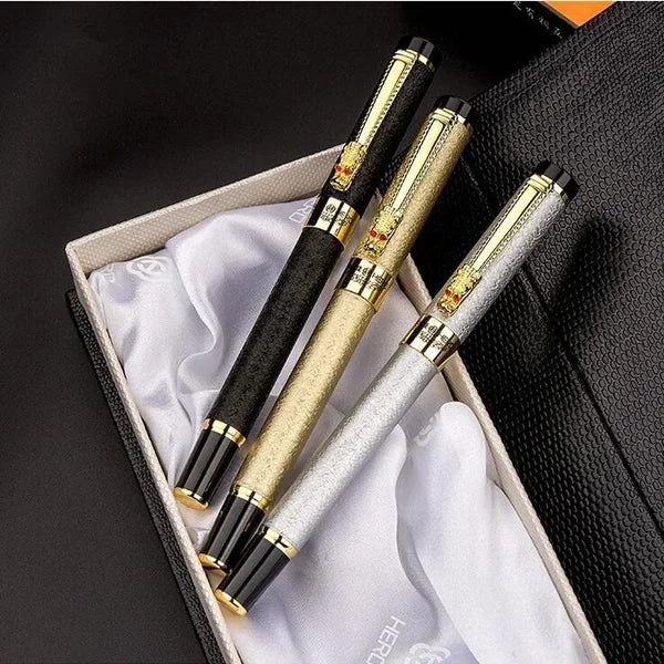 STONEGO Luxury Dragon Crystal Diamond Fountain Pen for Business Office Signature Metal Writing Tool
