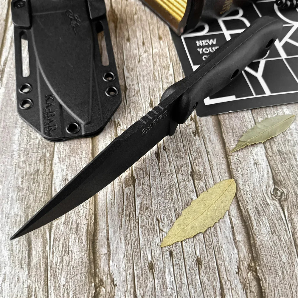 Outdoor Fixed Blade Survival Straight Knife D2 Blade Nylon Fiberglass Handle with Kydex Sheath Tactical Self-defense Hunting EDC