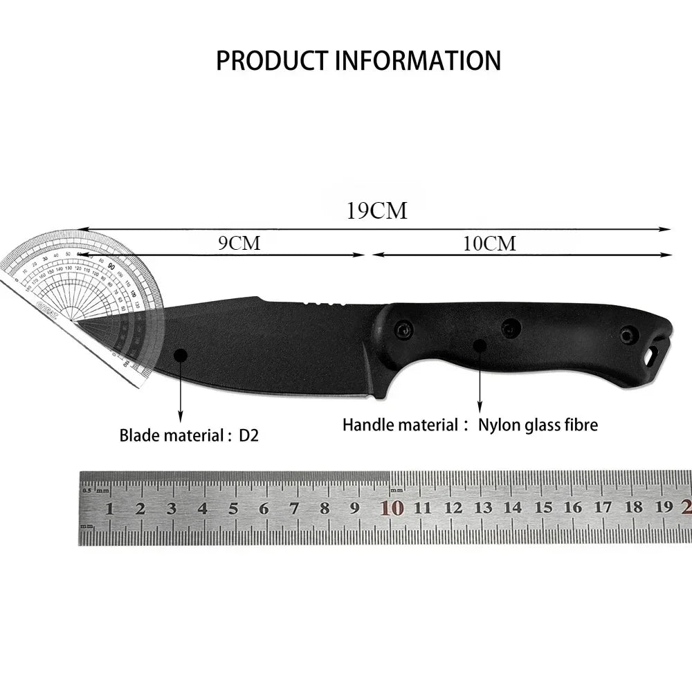 Outdoor Fixed Blade Survival Straight Knife D2 Blade Nylon Fiberglass Handle with Kydex Sheath Tactical Self-defense Hunting EDC