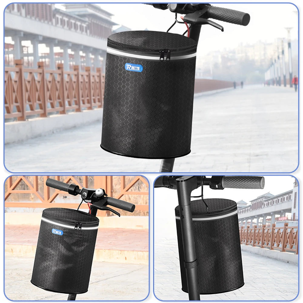 Bicycle Front Basket Bag Pet Dog Bag Detachable Waterproof Cover Basket MTB Cycling Handlebar Tube Hanging Fold Baggage Bag