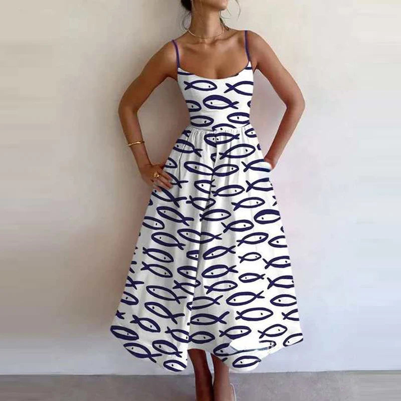 Women Summer Fashion Sexy Style Suspender Long Dress Backless A-Line Elegant Party Vacation Dresses New High Waist Evening Dress