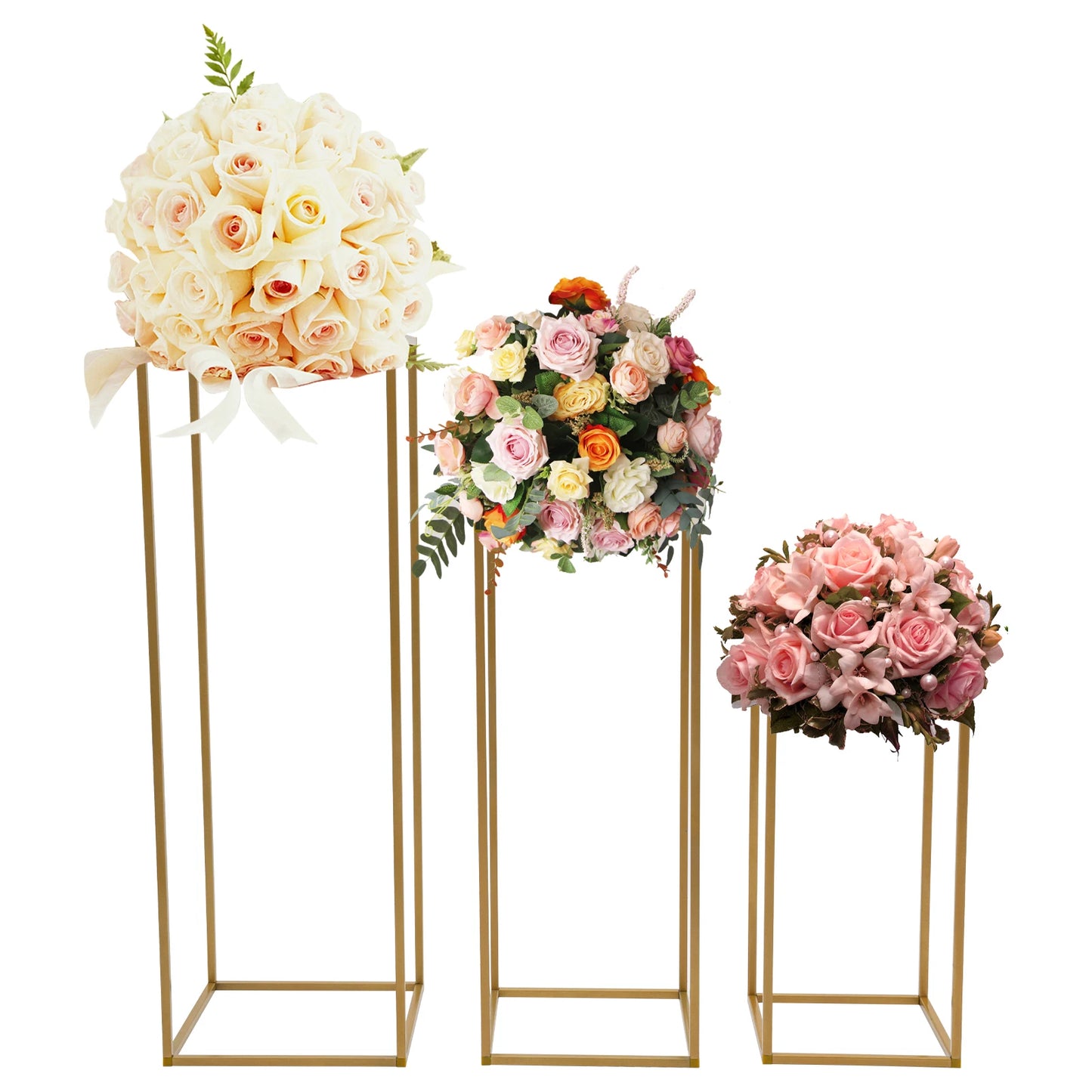12 PCS Metal Flower Stand, Wedding Centerpieces, Pillar Rectangular Geometric Flower Rack for Event Party Decor