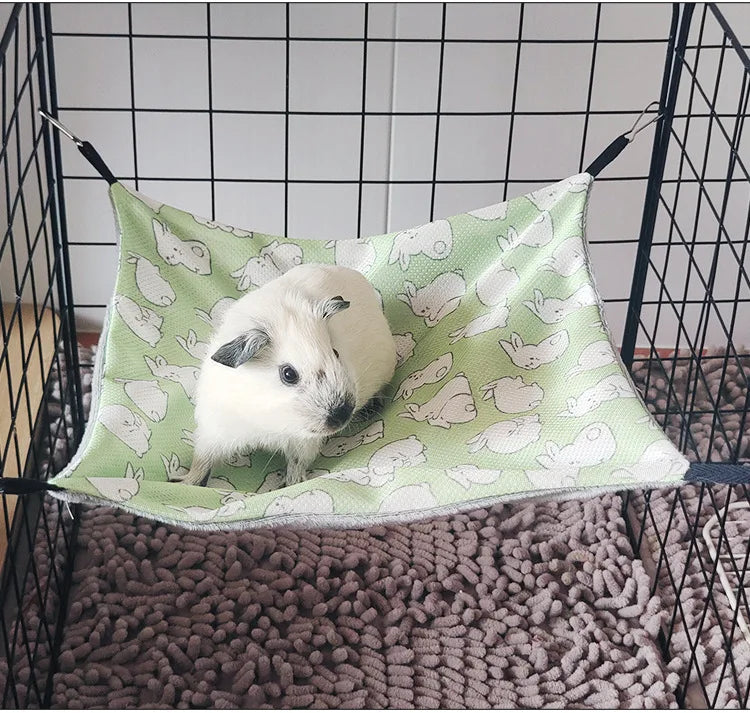 Small Pet Double-sided Hammock Summer Breathable Ice Silk Hamster Hammock for Ferret Sugar Glider Guinea Pig Rabbit Accessories