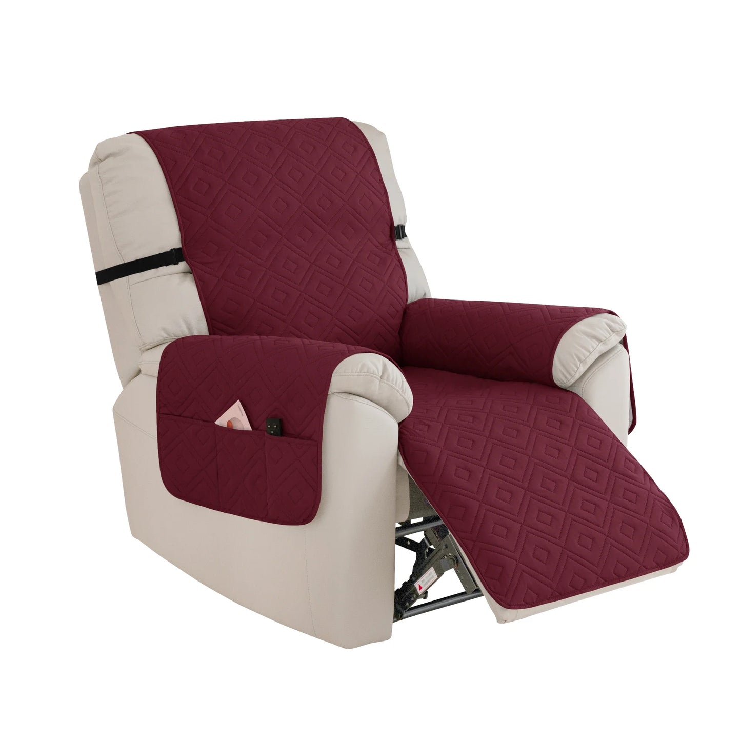Quilted Recliner Sofa Cover Water Repellent Reclining Chair Covers Pet Kid Dogs Mat Armchairs Slipcovers with Elastic Strap