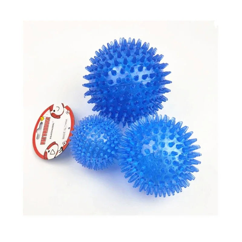 TPR Training Pet Teeth Chewing Toy Pet Dog Toys Puppy Sounding Toy Polka Squeaky Tooth Cleaning Ball for Small and Medium Dogs