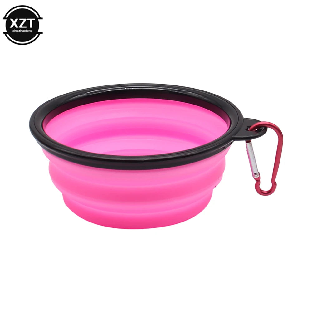 Portable Collapsible Dog Travel Bowl Silicone Pet Dogs Bowls For Traveling Camping Walking Outdoor Feeding Pet Folding Dish Bowl