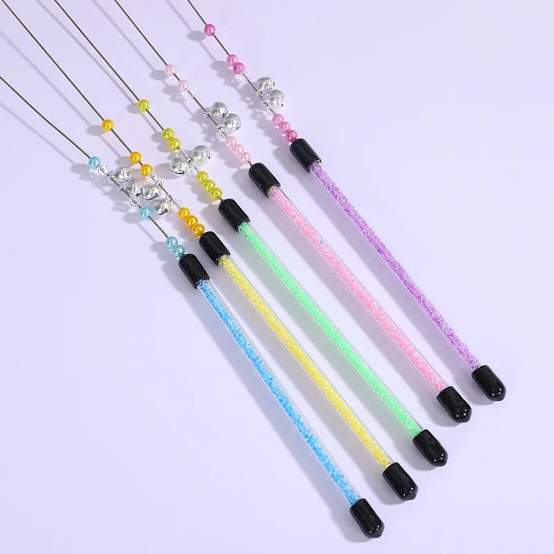 Cat Toy Cats Feather Toy Steel Wire Cat Toys with Bell Stick Scratch Bite Feather Toys for Cats Teaser Stick Ball Pet Products