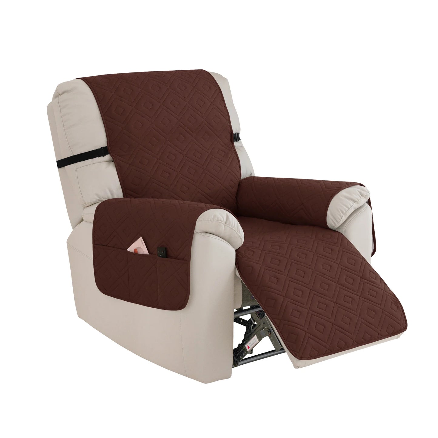 Quilted Recliner Sofa Cover Water Repellent Reclining Chair Covers Pet Kid Dogs Mat Armchairs Slipcovers with Elastic Strap
