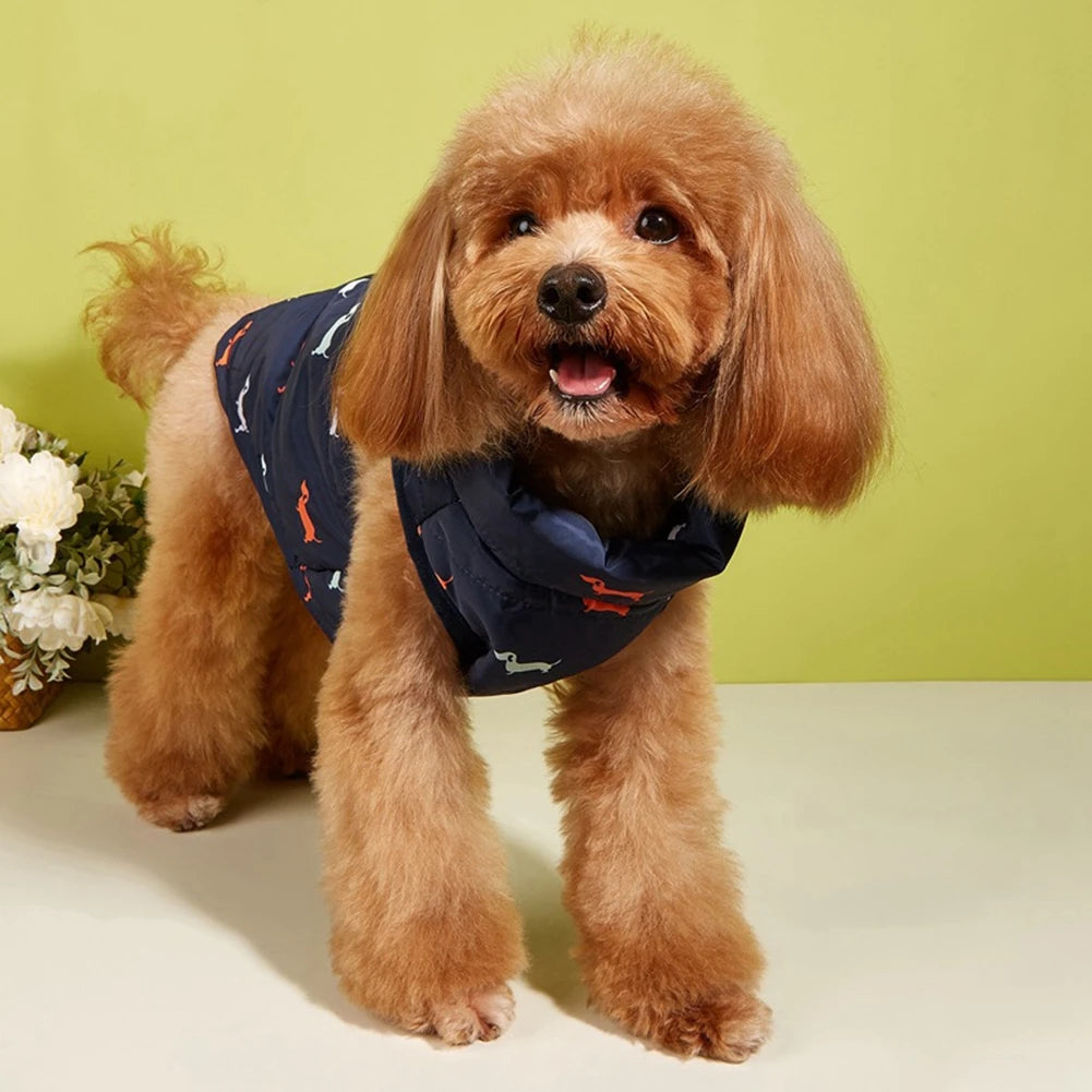 Pet Cats Dogs Warm Zipper Traction Hole Cardigan Cotton Vest Pet Warm Clothes Dogs Autumn Winter Clothes Cardigan For Pets